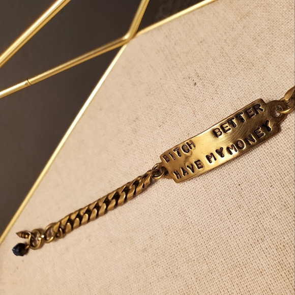 Goldeen Custom Brass ID Bracelet "B*tch Better Have My Money" BBHMM - Picture 2 of 9